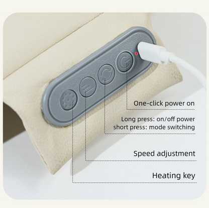 Grey Slim Wireless Shiatsu Back Massager Cushion
