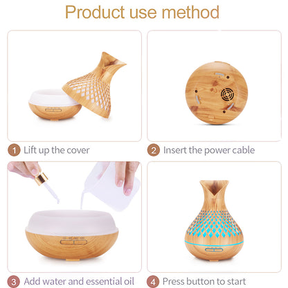 Blue Crack 500ml Wood-Grain Essential Oil Aroma Diffuser
