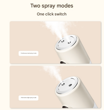 Beige + Base Portable Desktop Dual-Spray Humidifier with Air Purification