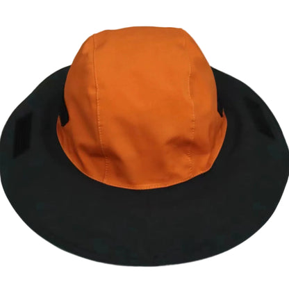 Orange Autumn-Winter Waterproof Sun Hat with Fleece Lining and Wide Brim