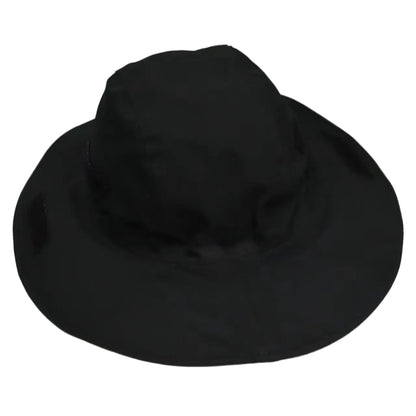Black Autumn-Winter Waterproof Sun Hat with Fleece Lining and Wide Brim