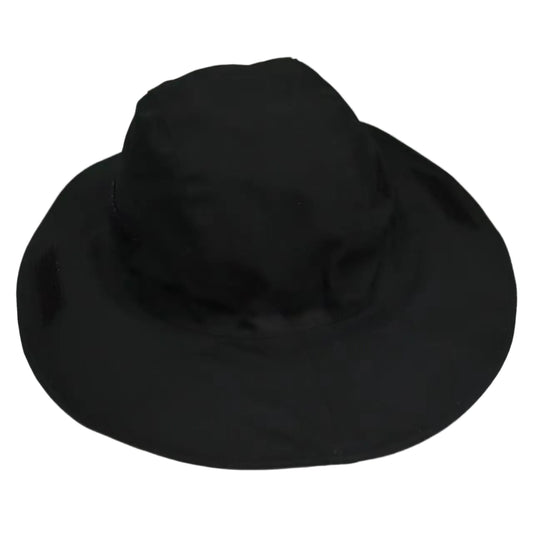 Black Autumn-Winter Waterproof Sun Hat with Fleece Lining and Wide Brim