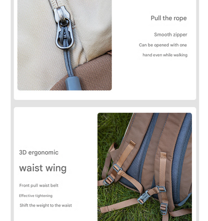 Brown 20L Lightweight Hiking Backpack for Camping