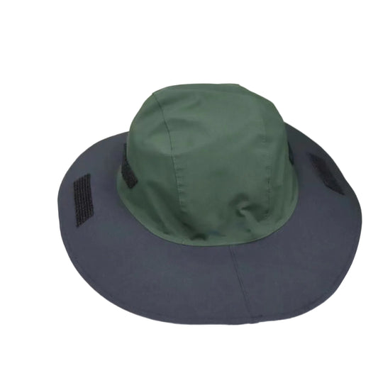 Green Autumn-Winter Waterproof Sun Hat with Fleece Lining and Wide Brim