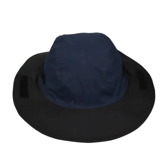 Navy Blue Autumn-Winter Waterproof Sun Hat with Fleece Lining and Wide Brim