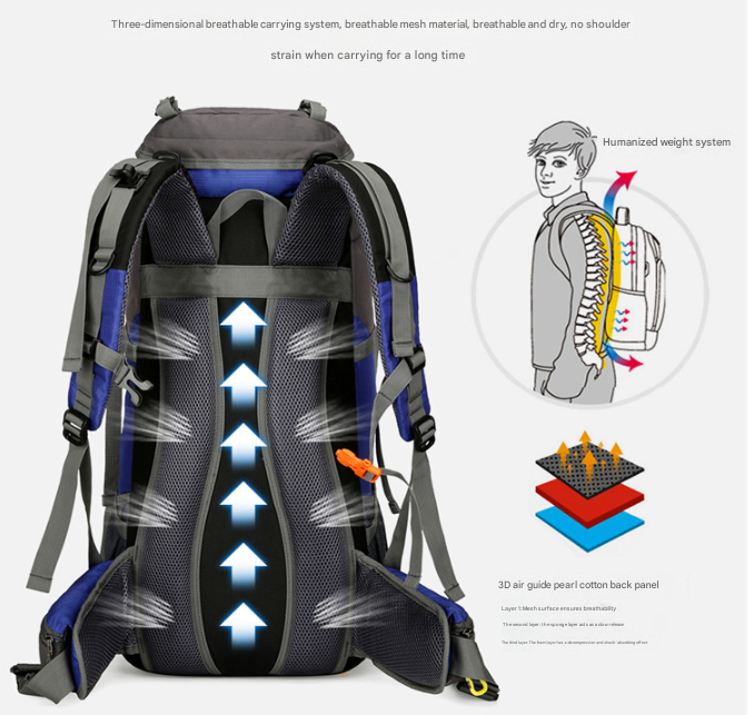 Blue Nylon Hiking Backpack