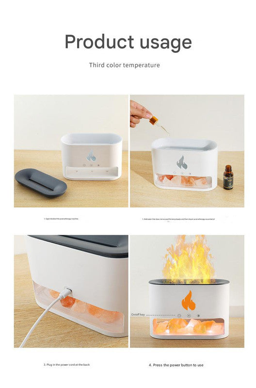 Himalayan Salt Stone Flame Aroma Diffuser & Humidifier