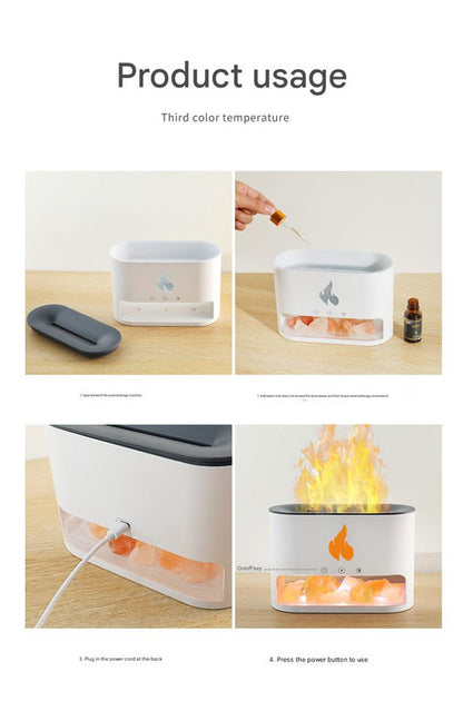 Himalayan Salt Stone Flame Aroma Diffuser & Humidifier