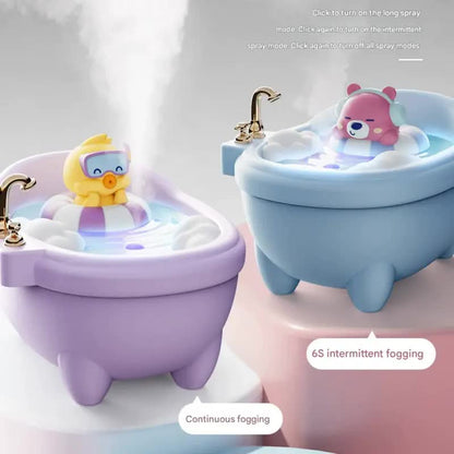 Adorable Bathtub Humidifier with Colorful Night Light (Purple Duck)