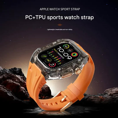 Transparent  Sports Watch Strap & Case for Smart Watch - (Orange transparent)