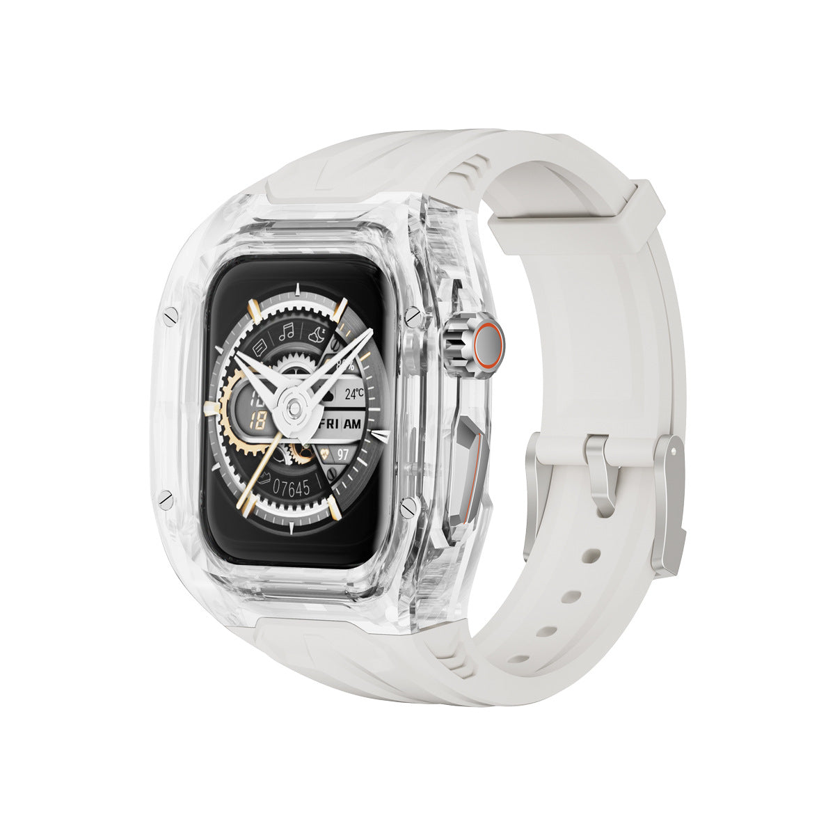 Transparent  Sports Watch Strap & Case for Smart Watch - (White and transparent)