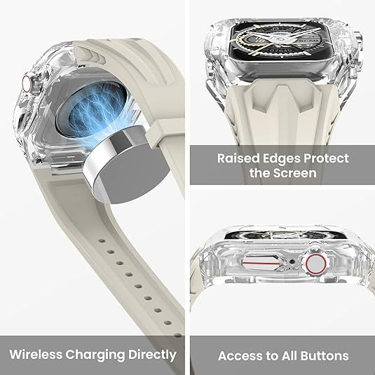 Transparent  Sports Watch Strap & Case for Smart Watch - (White and transparent)