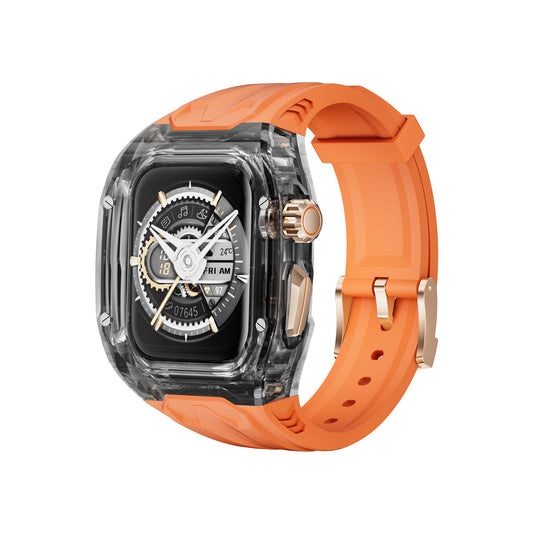 Transparent  Sports Watch Strap & Case for Smart Watch - (Orange transparent black)