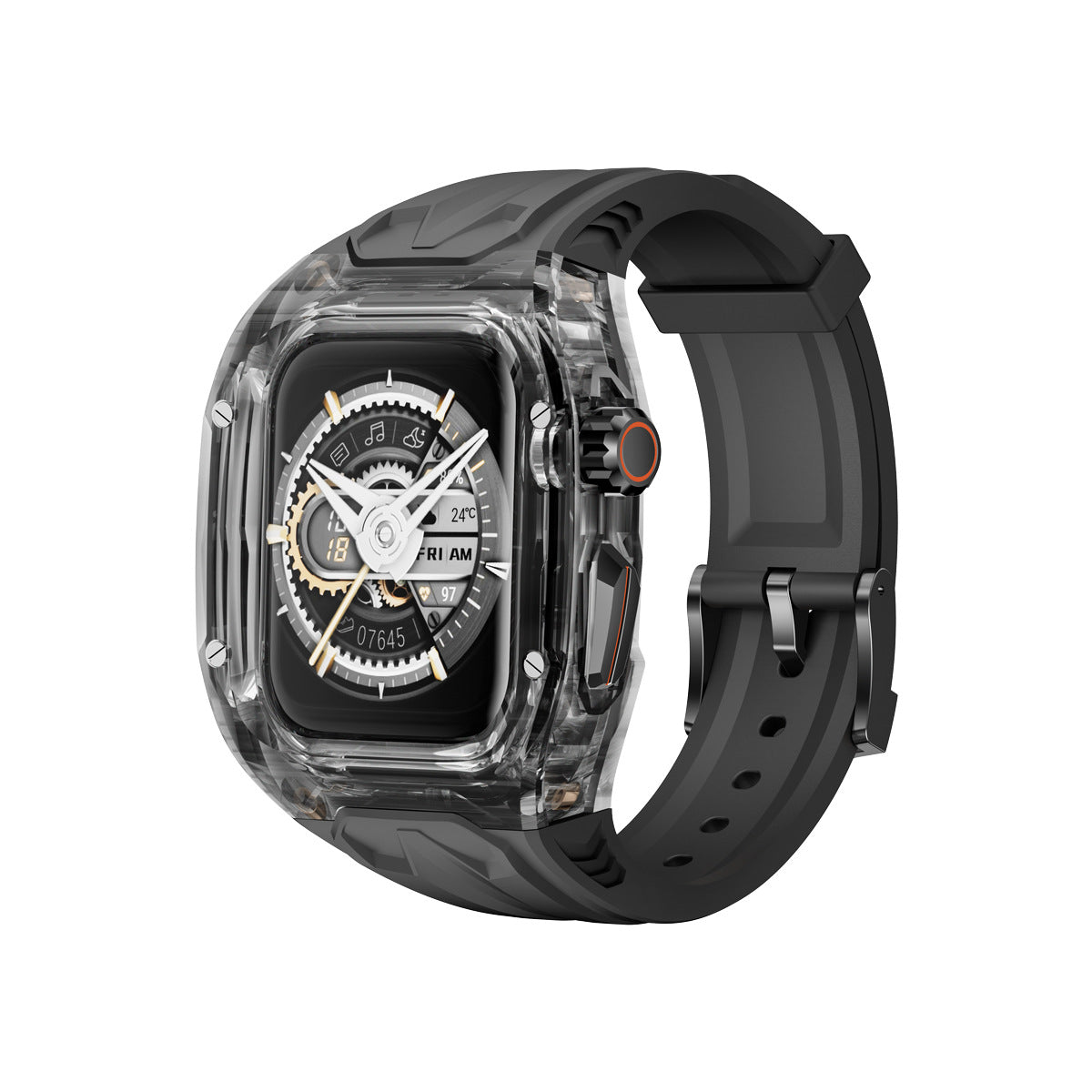 Transparent  Sports Watch Strap & Case for Smart Watch - (Black transparent black)