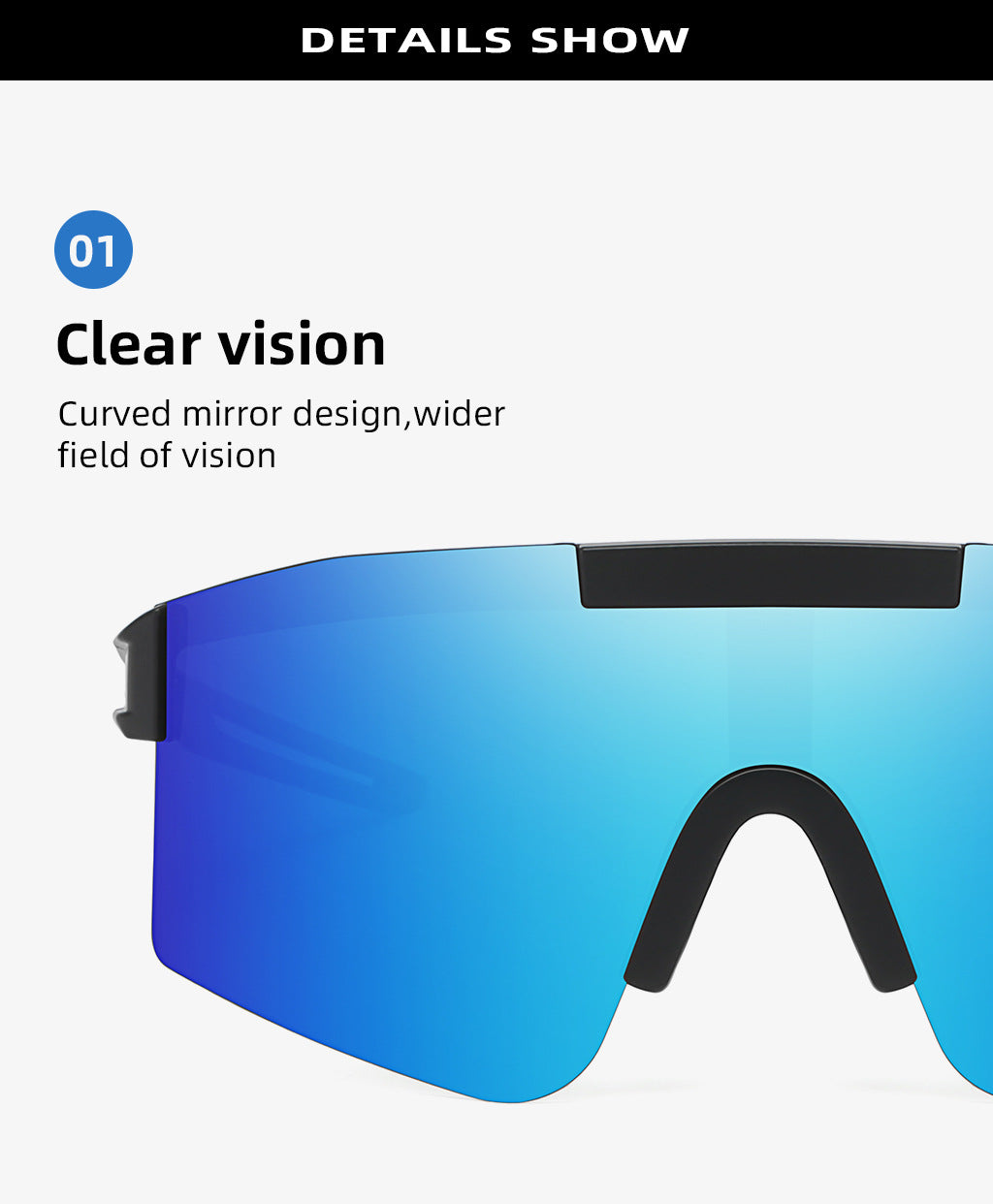 Blue Lenses With White Temples Ultra-Light Polarized Sports Sunglasses - Wraparound Shield Design for Cycling & Outdoor Performance