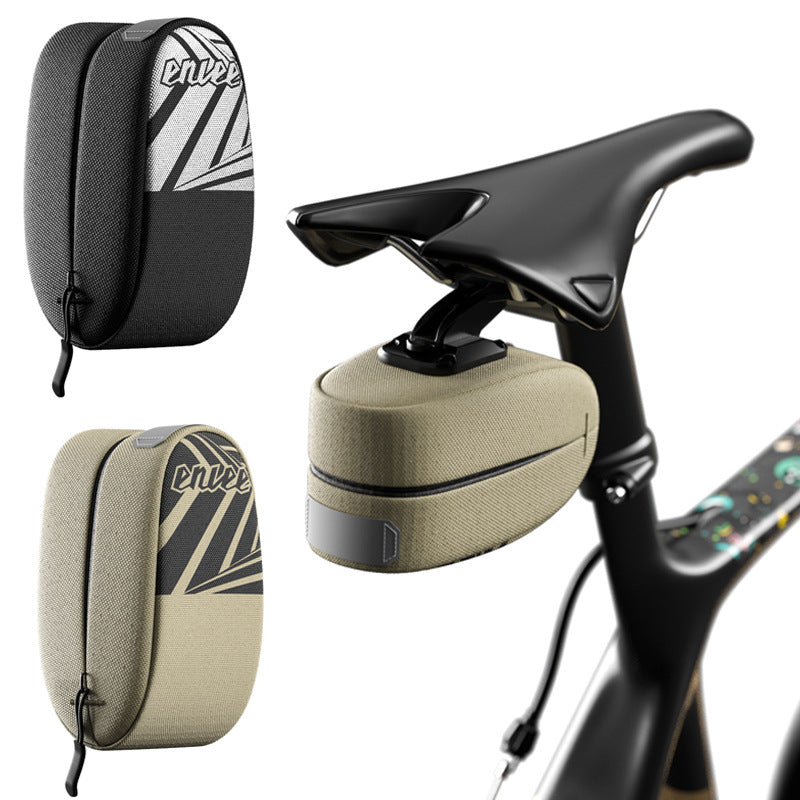 Black Compact Bike Saddle Bag with Reflective Accents