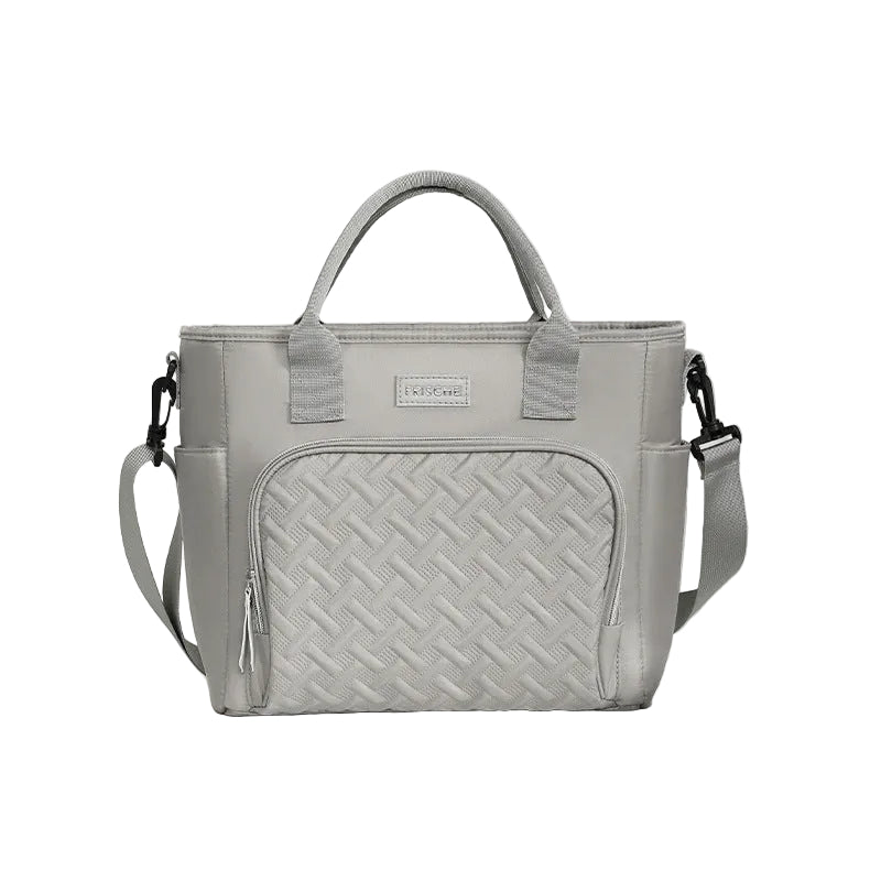 Grey Chic Insulated Lunch Tote Bag - 11L Large Capacity Cooler for Work, Picnic & Travel - Durable Oxford Fabric