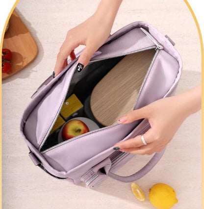Grey Chic Insulated Lunch Tote Bag - 11L Large Capacity Cooler for Work, Picnic & Travel - Durable Oxford Fabric