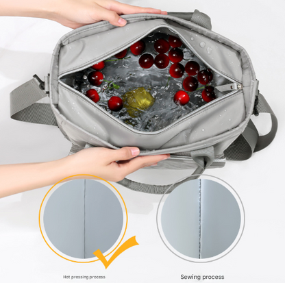 Grey Chic Insulated Lunch Tote Bag - 11L Large Capacity Cooler for Work, Picnic & Travel - Durable Oxford Fabric