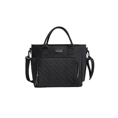 Black Chic Insulated Lunch Tote Bag - 11L Large Capacity Cooler for Work, Picnic & Travel - Durable Oxford Fabric