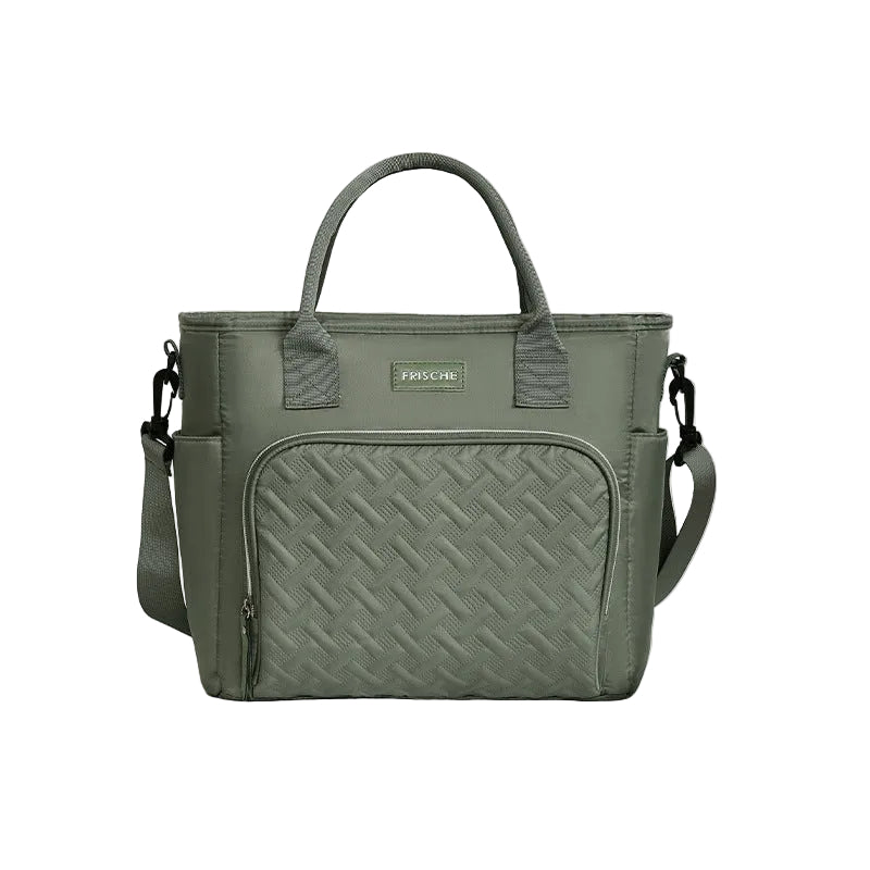 Green Chic Insulated Lunch Tote Bag - 11L Large Capacity Cooler for Work, Picnic & Travel - Durable Oxford Fabric