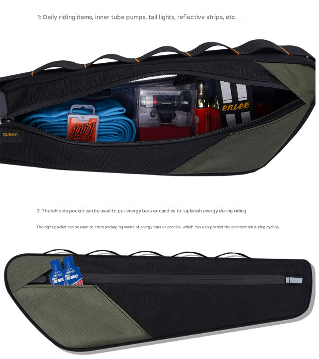 Black and Orange Waterproof Bicycle Frame Bag