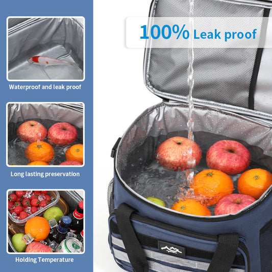 Beige Versatile Large-Capacity Picnic Insulated Bag - Detachable Shoulder Strap & Ice Pack