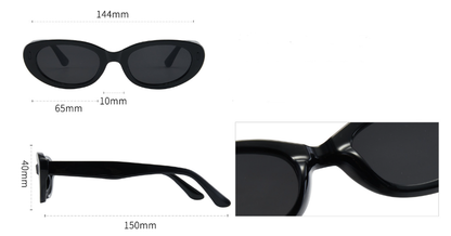 2PCS Leopard Gray Retro Oval Cat-Eye Sunglasses - Chic Influencer-Style Shades