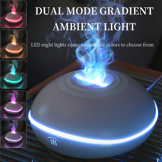 White Mini USB Aromatherapy Humidifier with Flame Projection