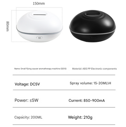 White Mini USB Aromatherapy Humidifier with Flame Projection