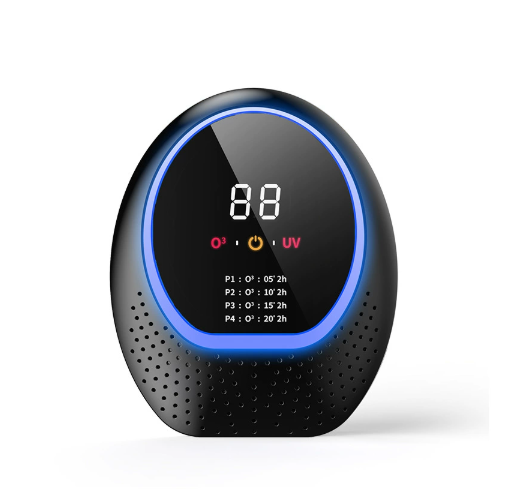 Black Rechargeable Ozone & UV-C Air Purifier with Remote