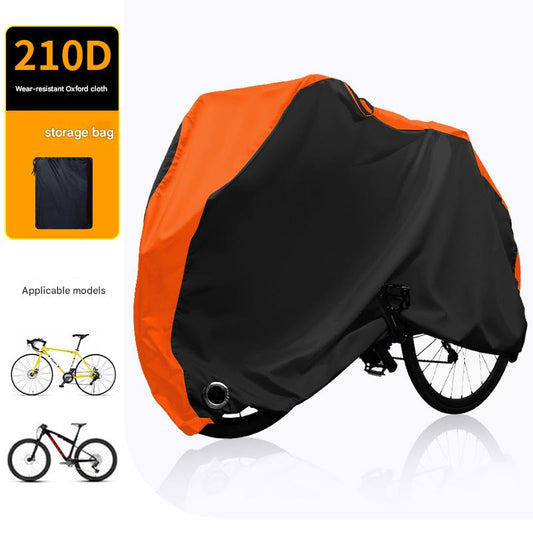 Size M Black And Orange All-Weather 210D Bicycle Cover