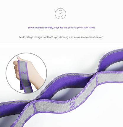9-Loop Yoga Stretch Strap (Blue and Purple)