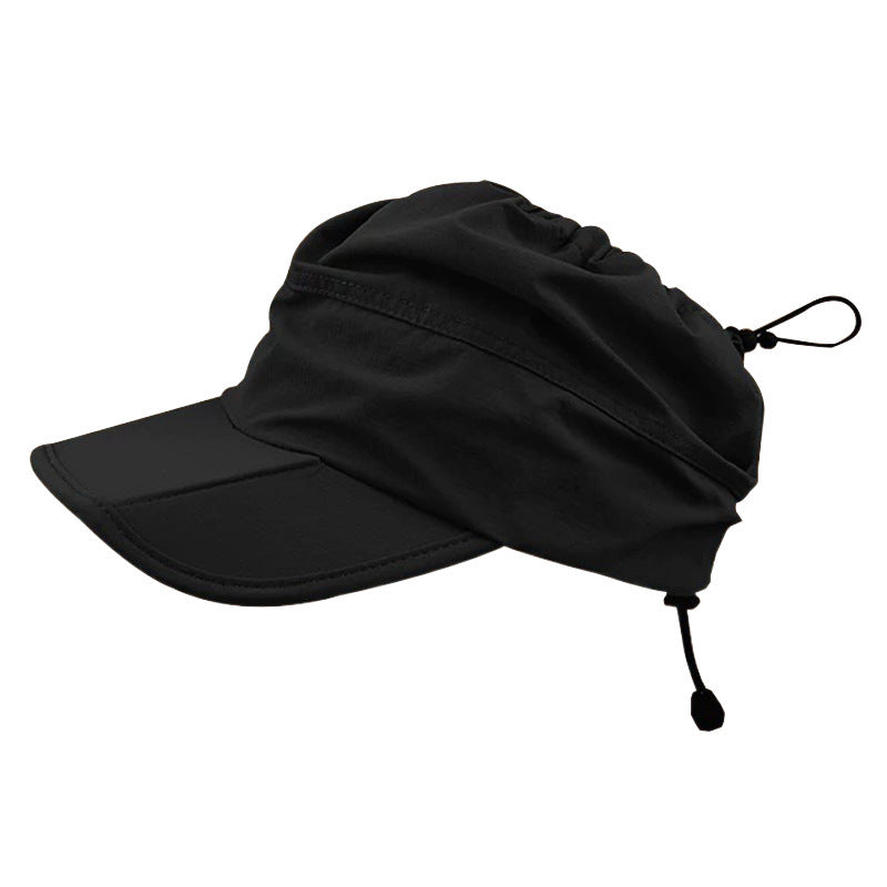 Black Foldable Packable Visor Cap for Women