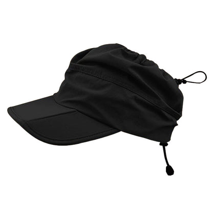 Black Foldable Packable Visor Cap for Women