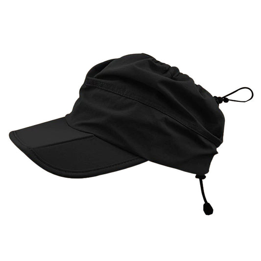 Black Foldable Packable Visor Cap for Women