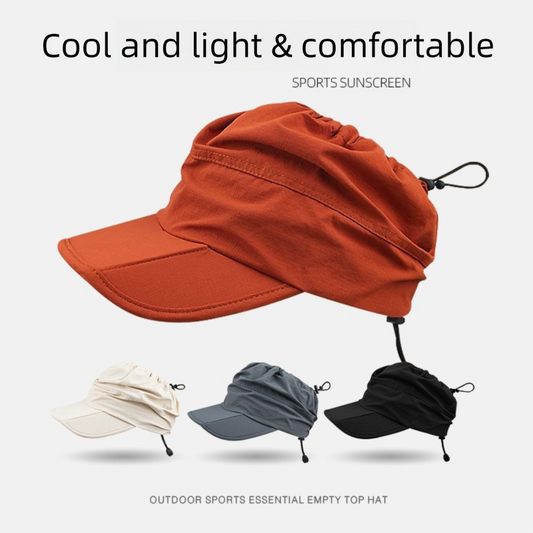 Black Foldable Packable Visor Cap for Women