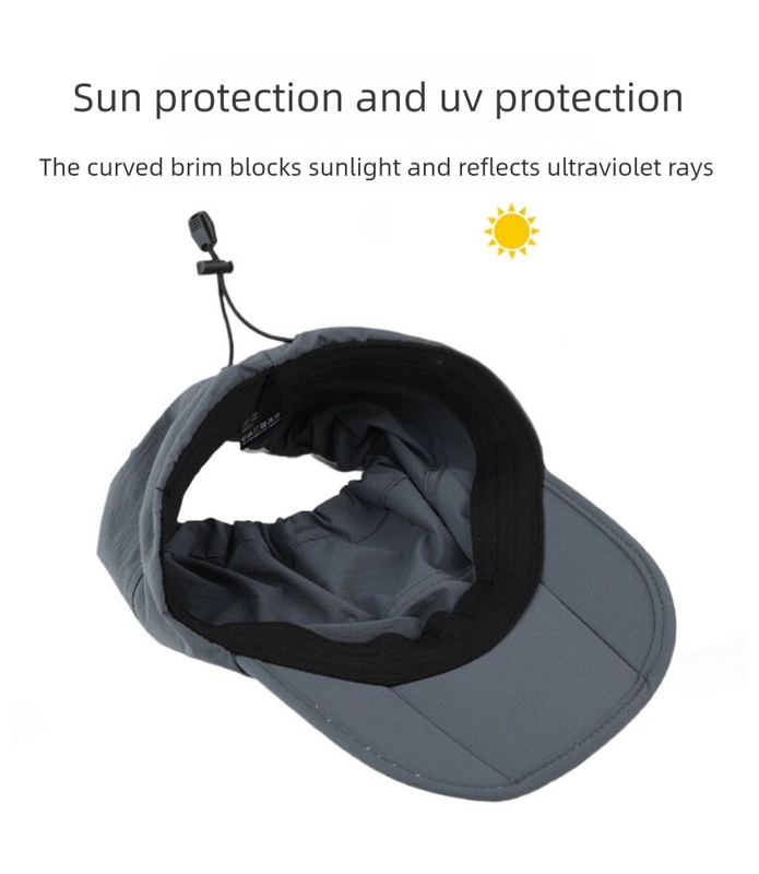 Black Foldable Packable Visor Cap for Women