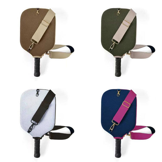 Dark Blue Neoprene Pickleball Paddle Cover – Waterproof Side Pocket Design, Shoulder Bag Style