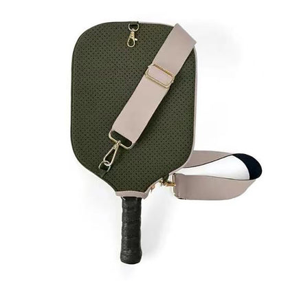 Green Neoprene Pickleball Paddle Cover – Waterproof Side Pocket Design, Shoulder Bag Style