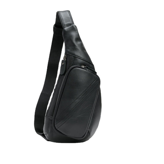 Black Men's Leather Sling Backpack