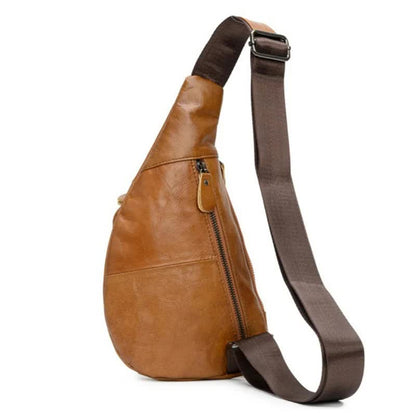Black Men's Leather Sling Backpack