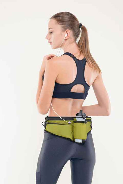 Blue Adjustable Running Waist Pack with Water Bottle Holder
