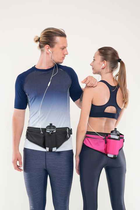 Green Adjustable Running Waist Pack with Water Bottle Holder