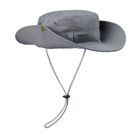 Grey Foldable Wide Brim Sun Hat Unisex Bucket Safari Cap Adjustable 56-60cm for Fishing Hiking Camping and Outdoor Travel