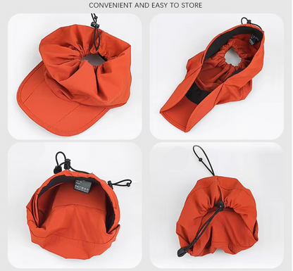Black Women's Foldable Sun Visor Cap Quick Dry Packable Empty Top Hat Adjustable Drawstring for Running Hiking and Summer Travel