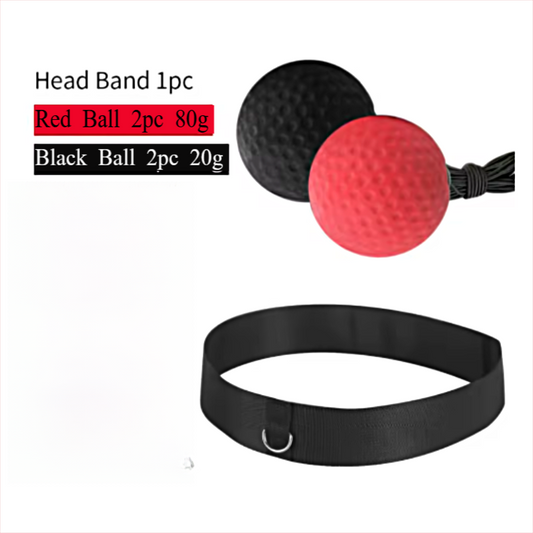 Boxing Reflex Ball Set(Elastic Headband + 2 Heavy RedBalls + 2 Light BlackBalls)