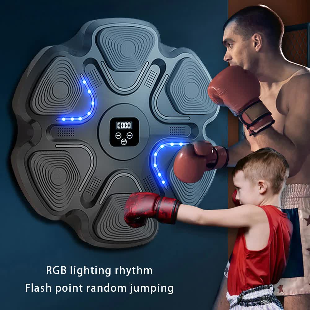 Black 6-Target Sensor Smart Bluetooth Music Boxing Kit with Adult Gloves