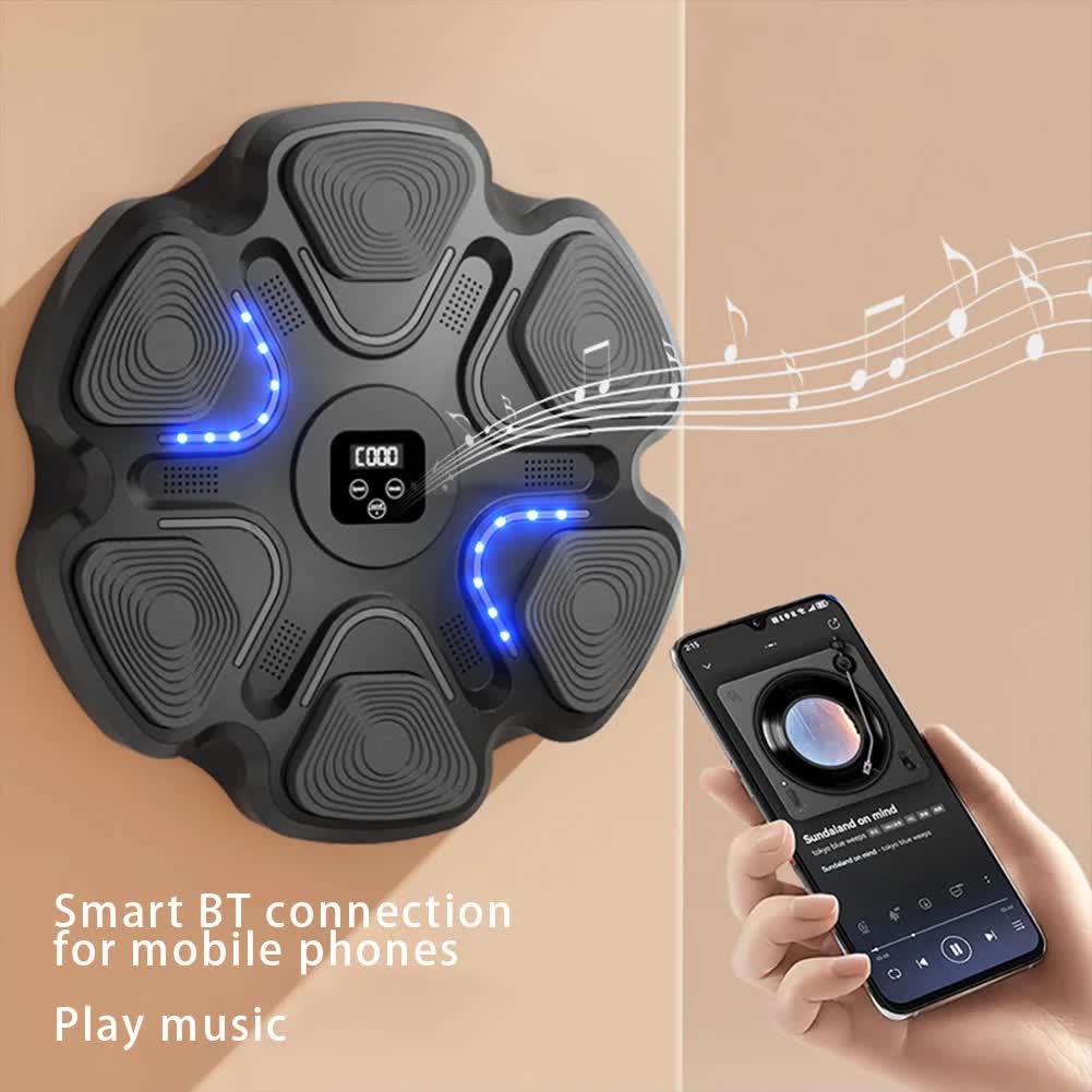 Black 6-Target Sensor Smart Bluetooth Music Boxing Kit with Adult Gloves