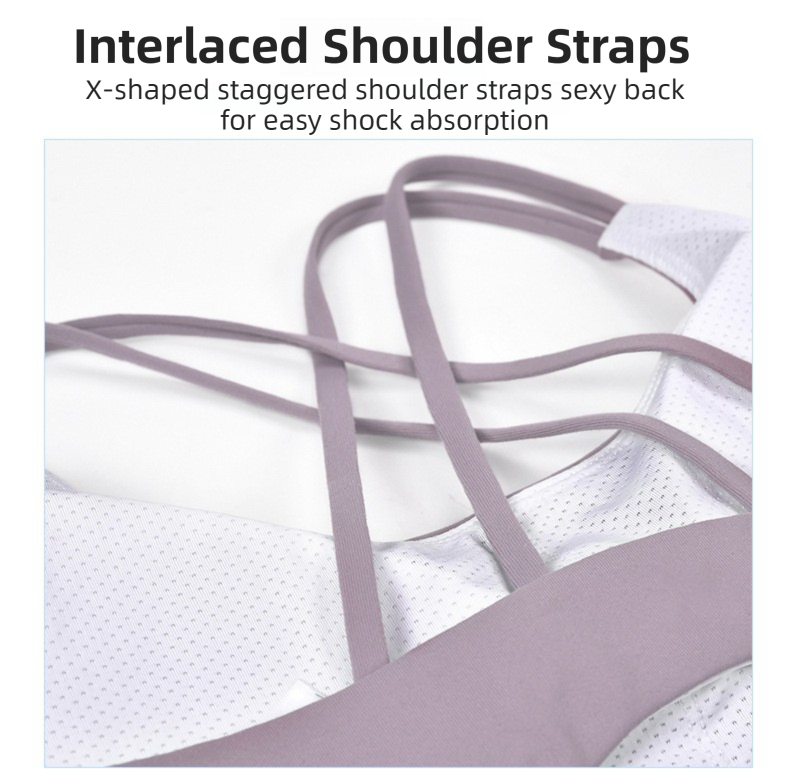 S Size Purple Elegant Sexy Criss-Cross Back Sports Bra for Women - High Support & Anti-Shock, Wire-Free Yoga Crop Top with X-Shape Fine Strap
